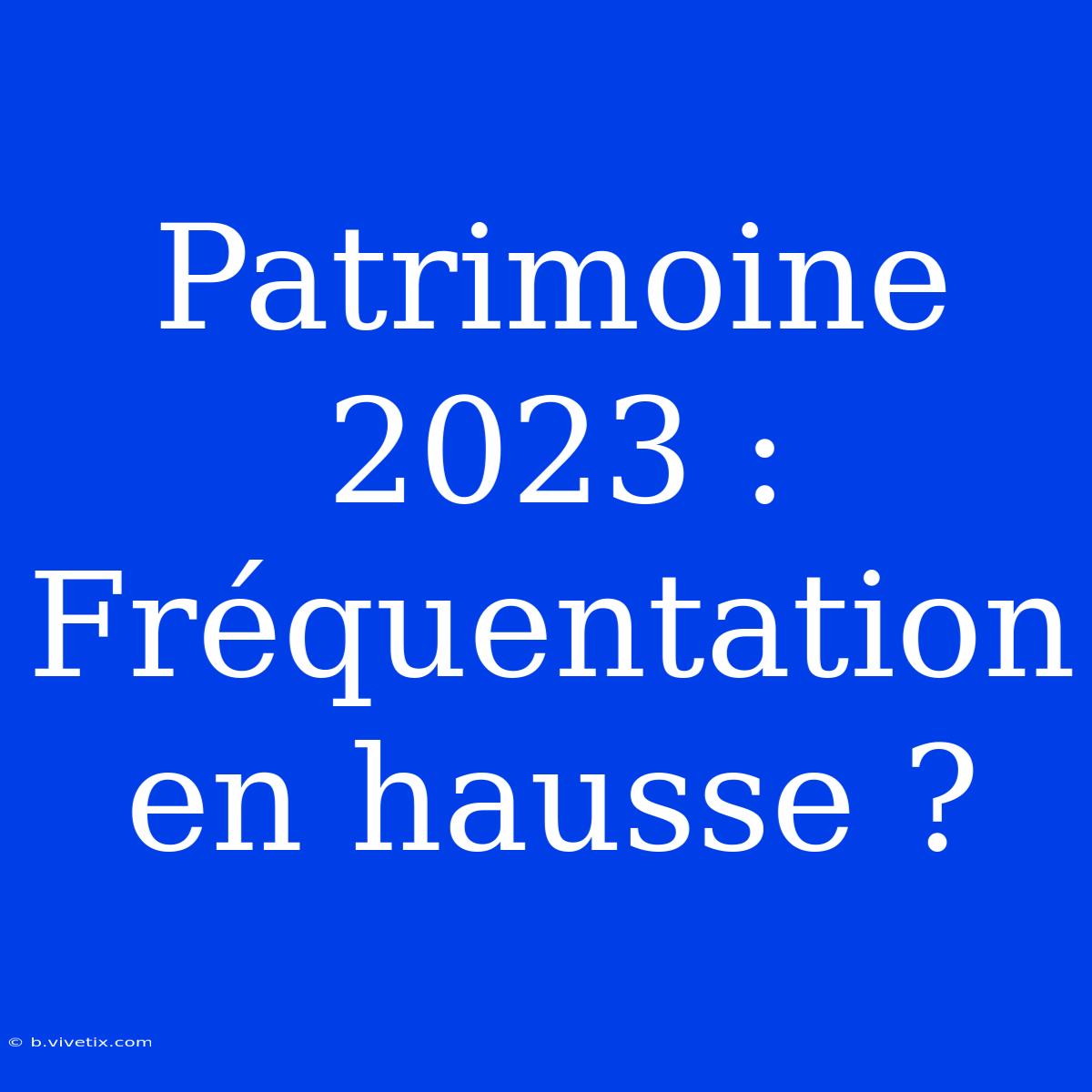 Patrimoine 2023 : Fréquentation En Hausse ?