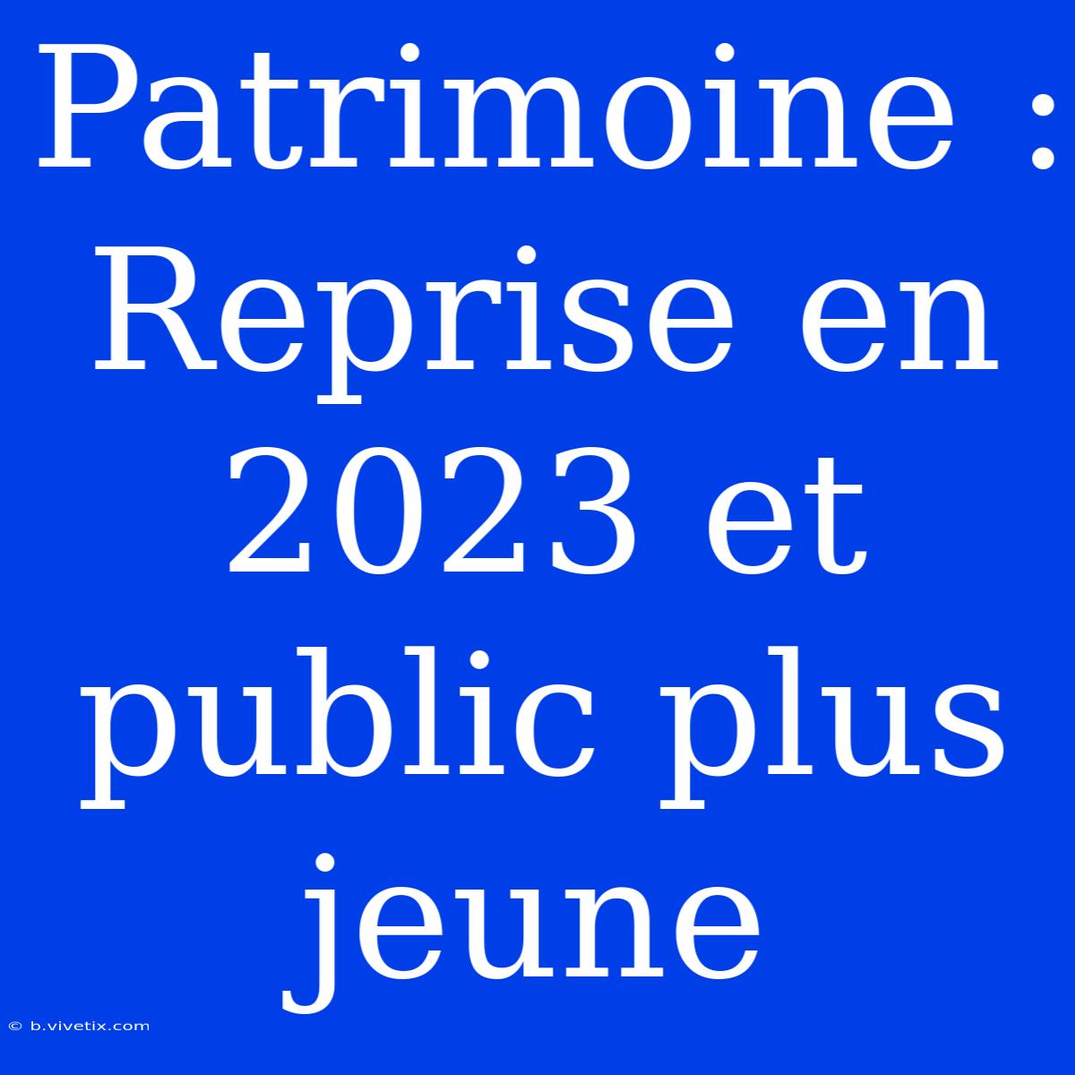 Patrimoine : Reprise En 2023 Et Public Plus Jeune