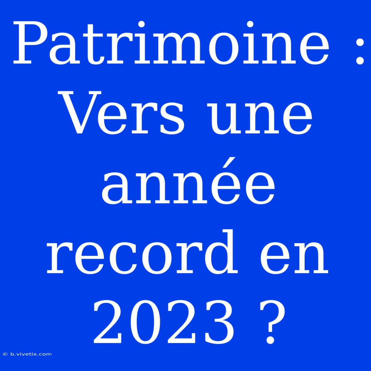 Patrimoine : Vers Une Année Record En 2023 ?