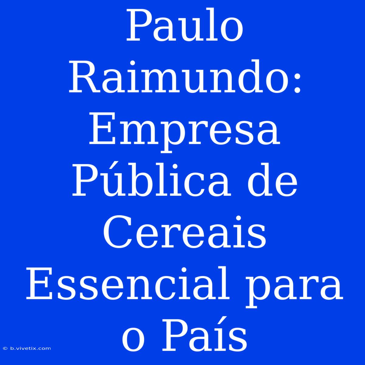 Paulo Raimundo: Empresa Pública De Cereais Essencial Para O País