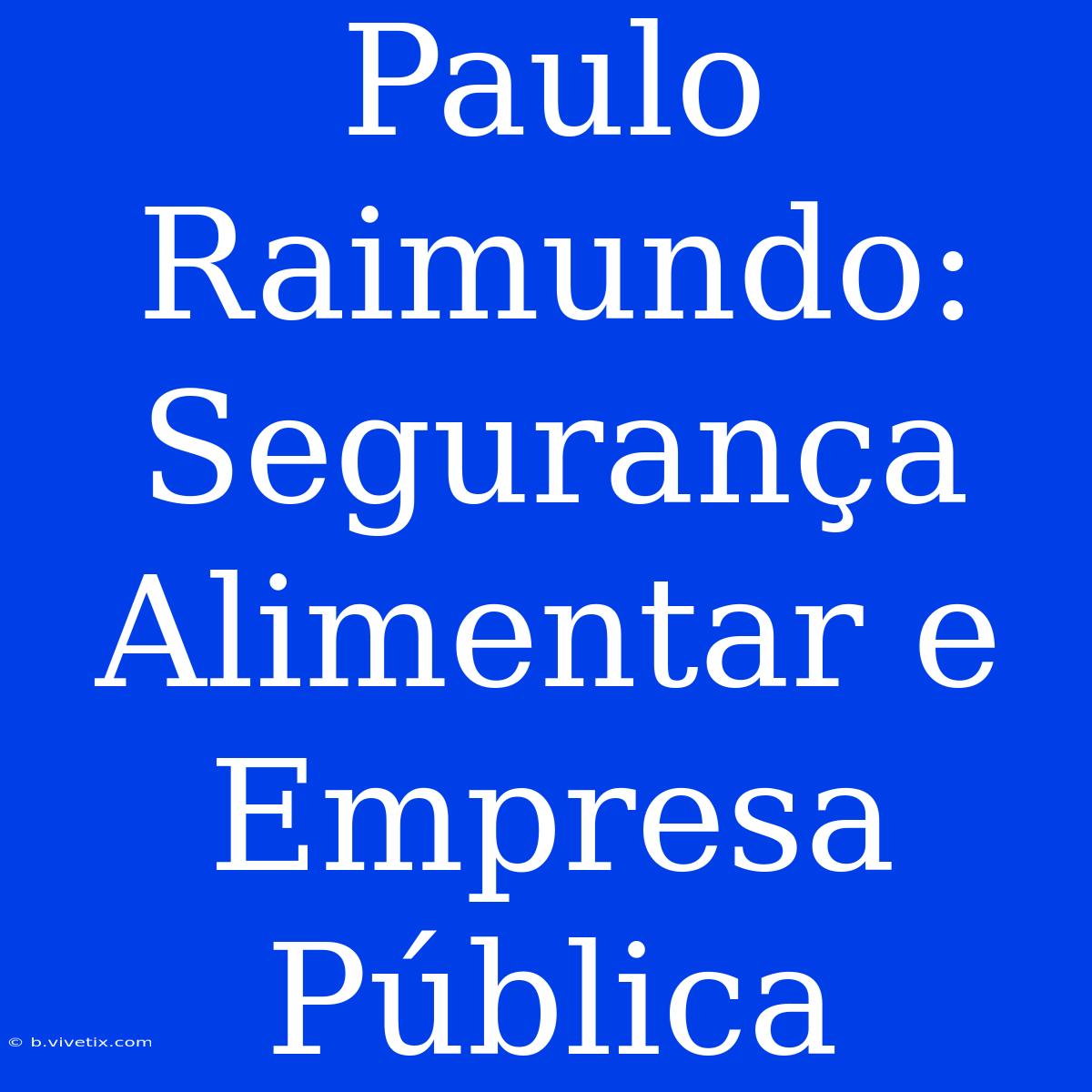 Paulo Raimundo: Segurança Alimentar E Empresa Pública