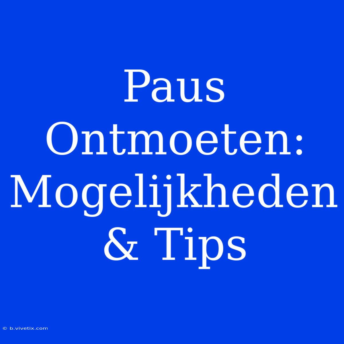 Paus Ontmoeten: Mogelijkheden & Tips