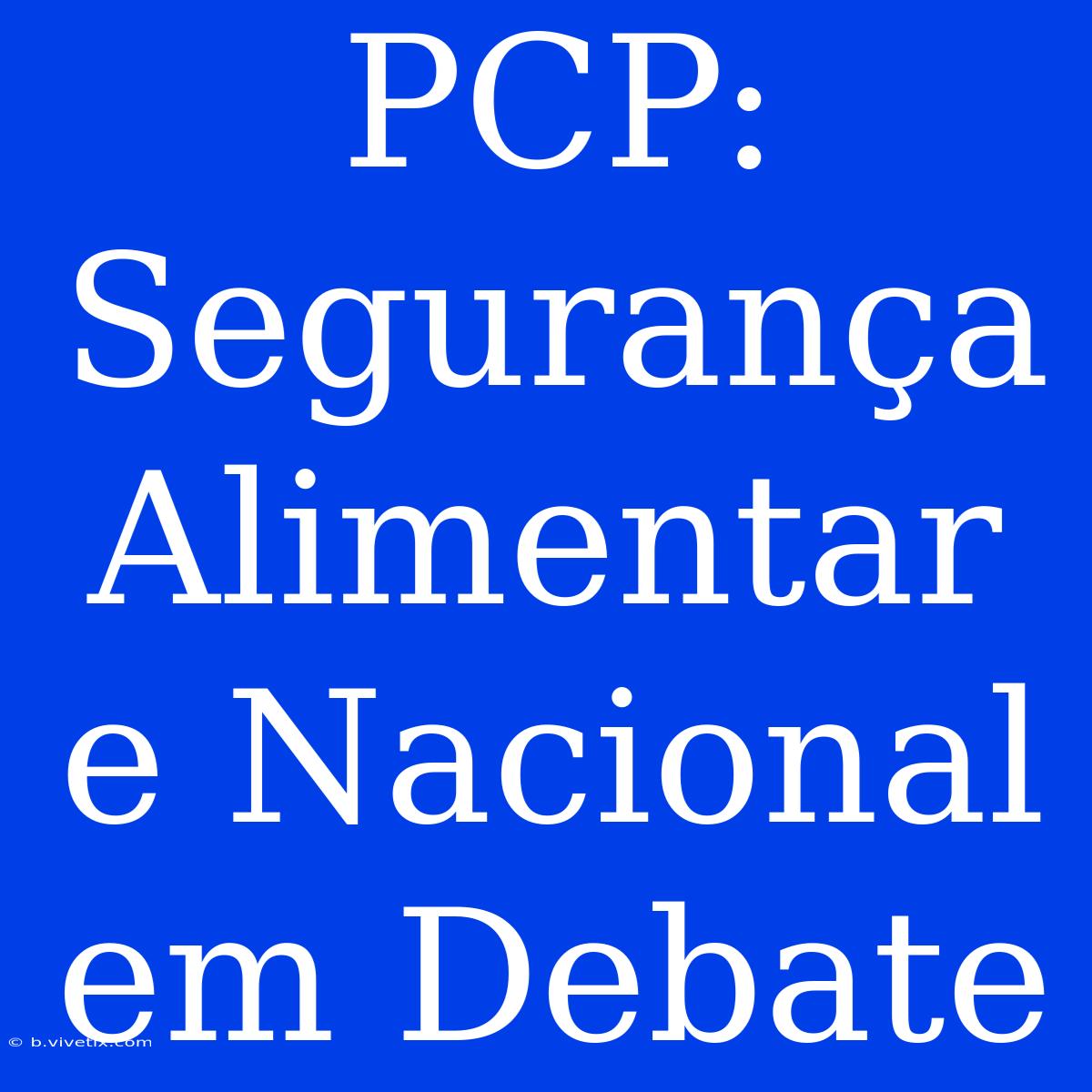 PCP: Segurança Alimentar E Nacional Em Debate