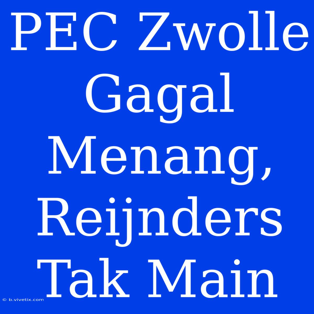 PEC Zwolle Gagal Menang, Reijnders Tak Main