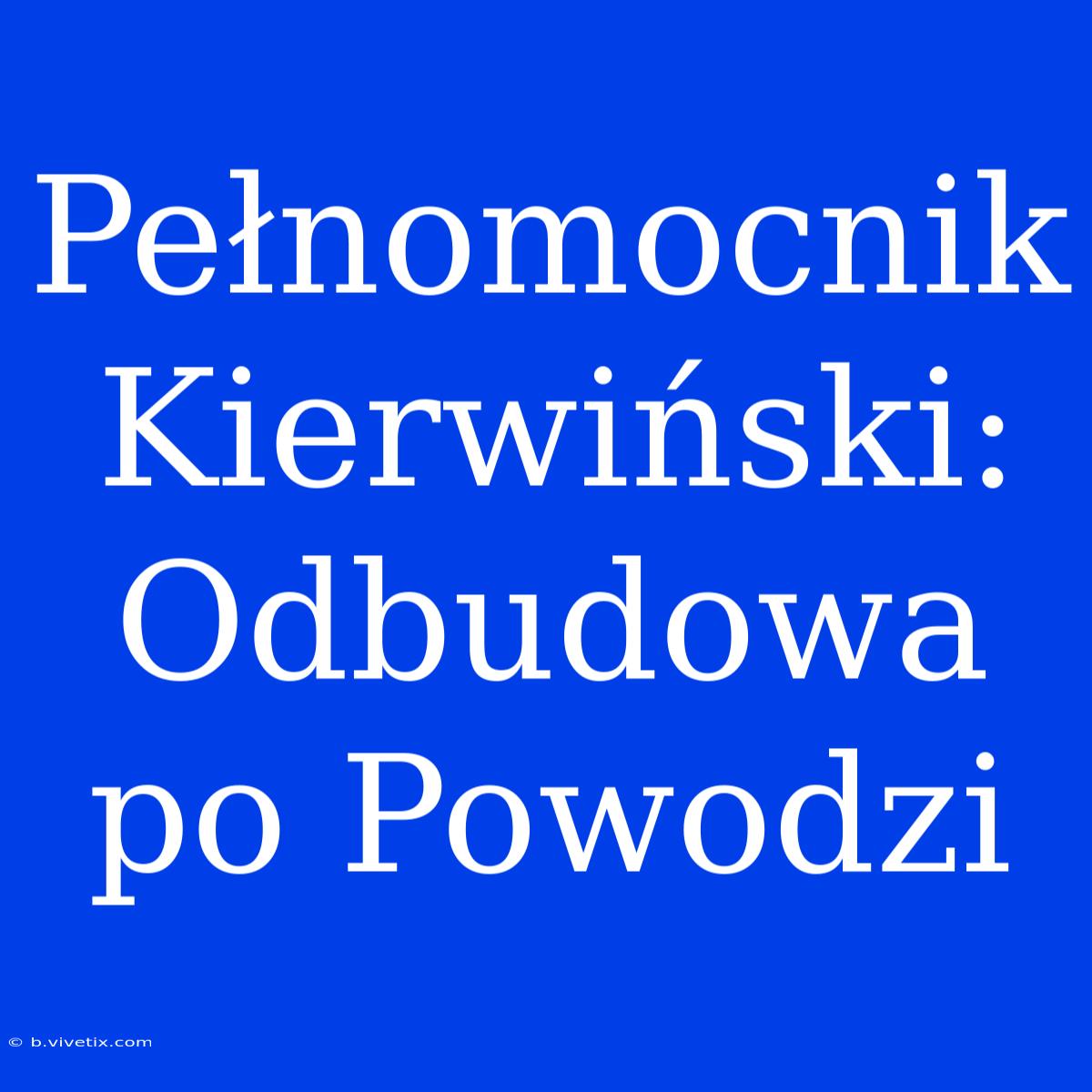 Pełnomocnik Kierwiński: Odbudowa Po Powodzi