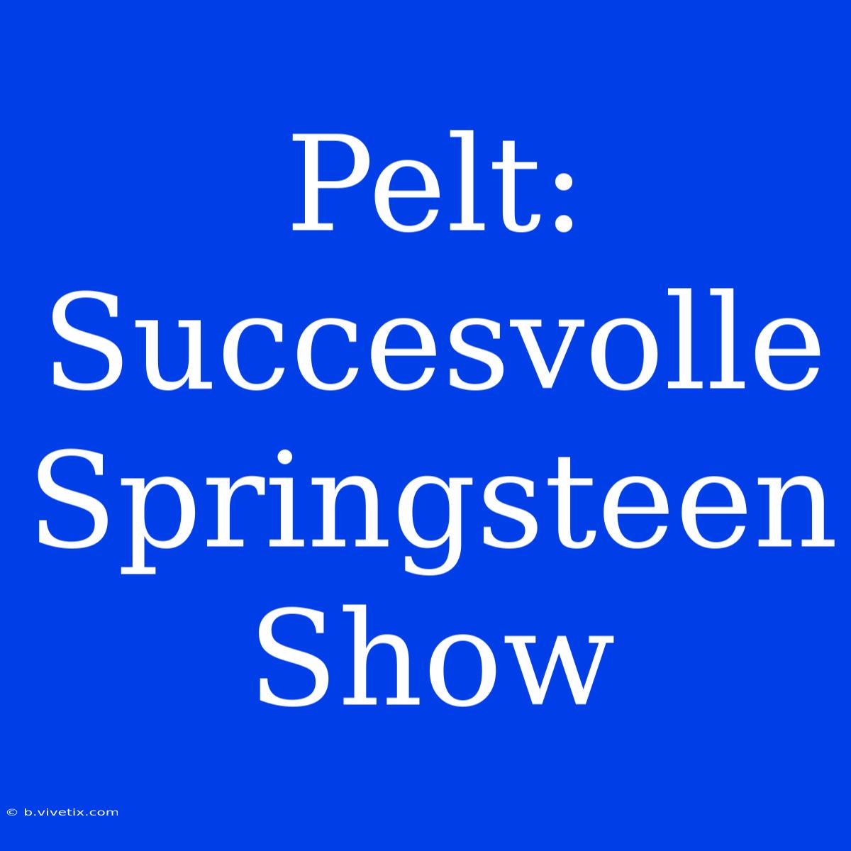 Pelt: Succesvolle Springsteen Show