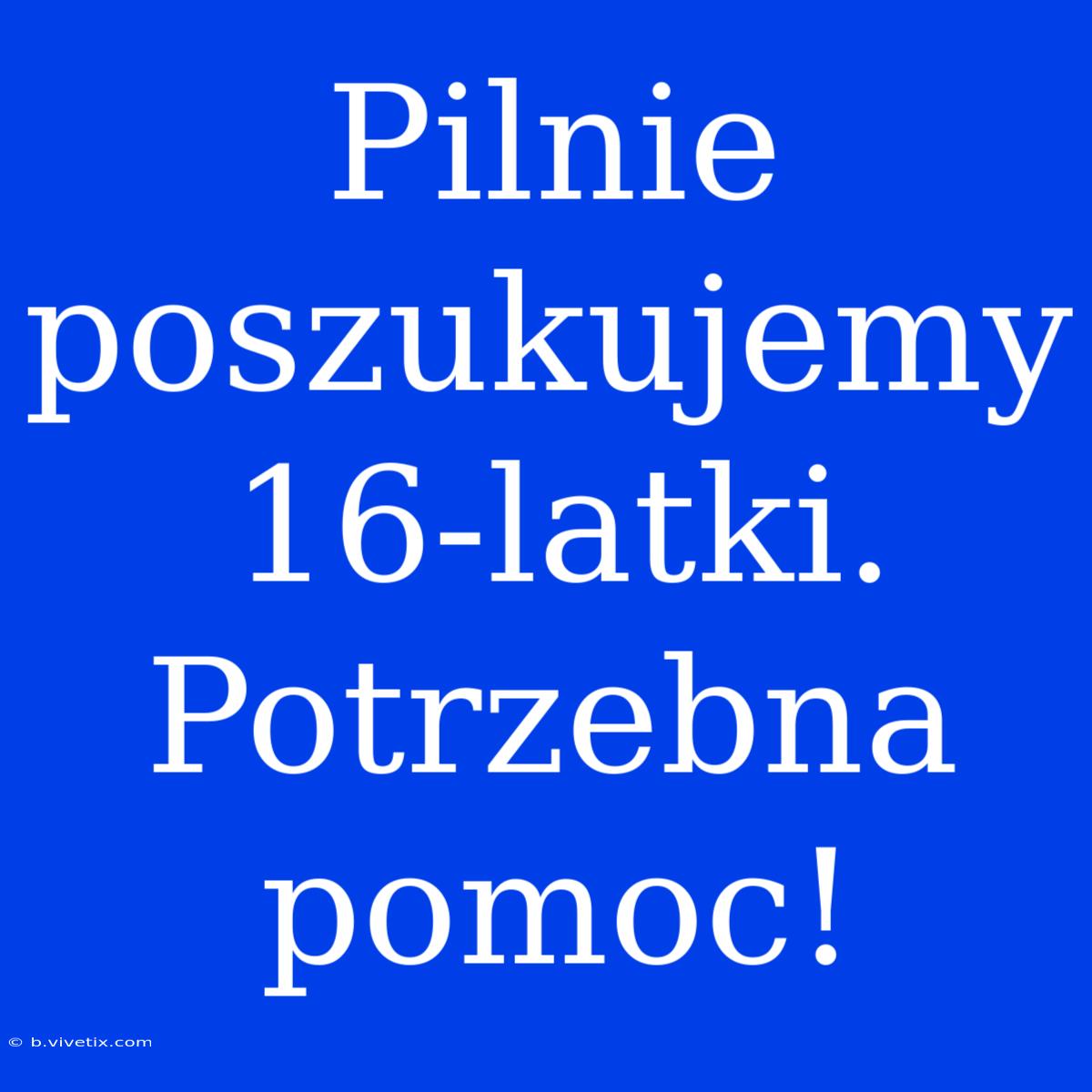 Pilnie Poszukujemy 16-latki. Potrzebna Pomoc!