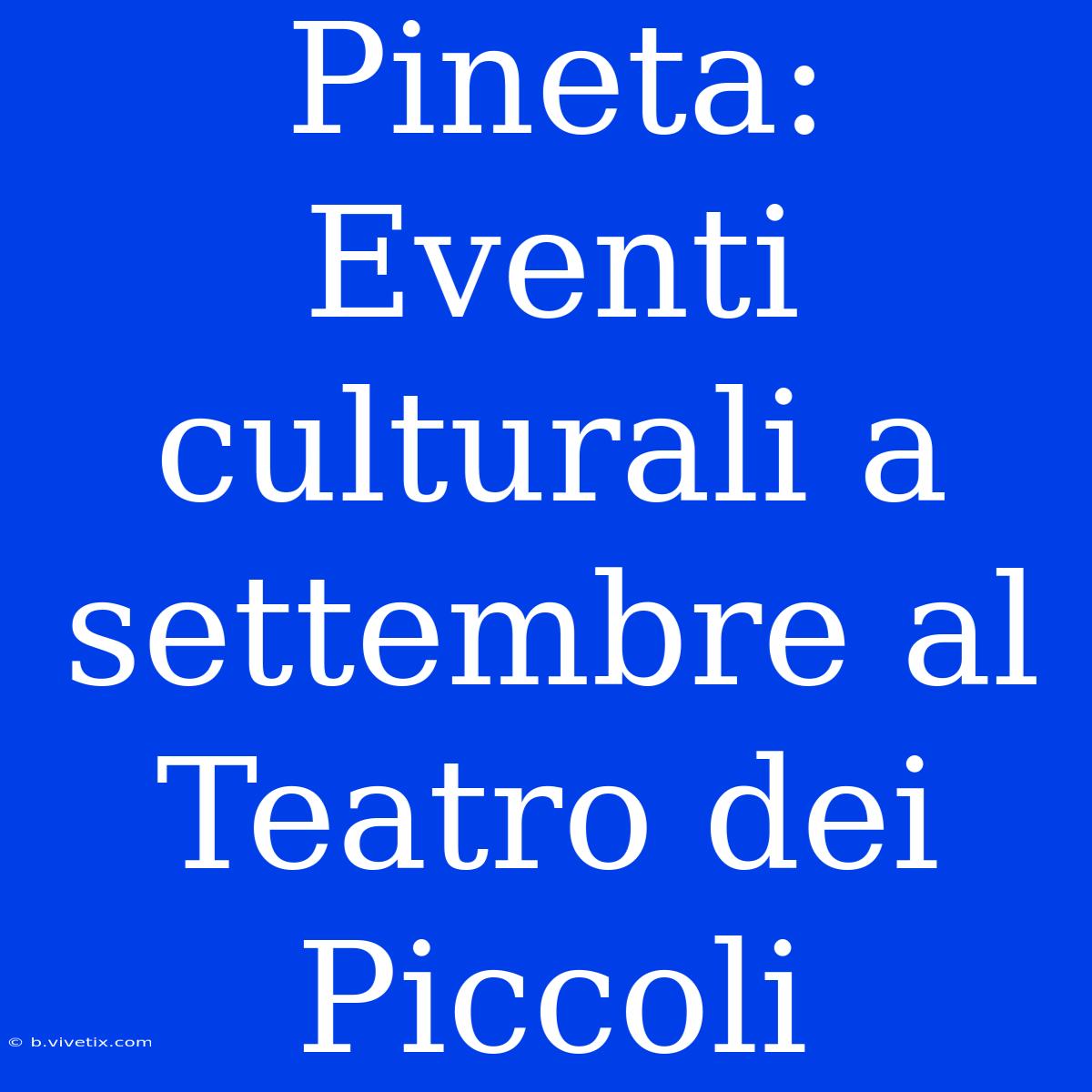 Pineta: Eventi Culturali A Settembre Al Teatro Dei Piccoli