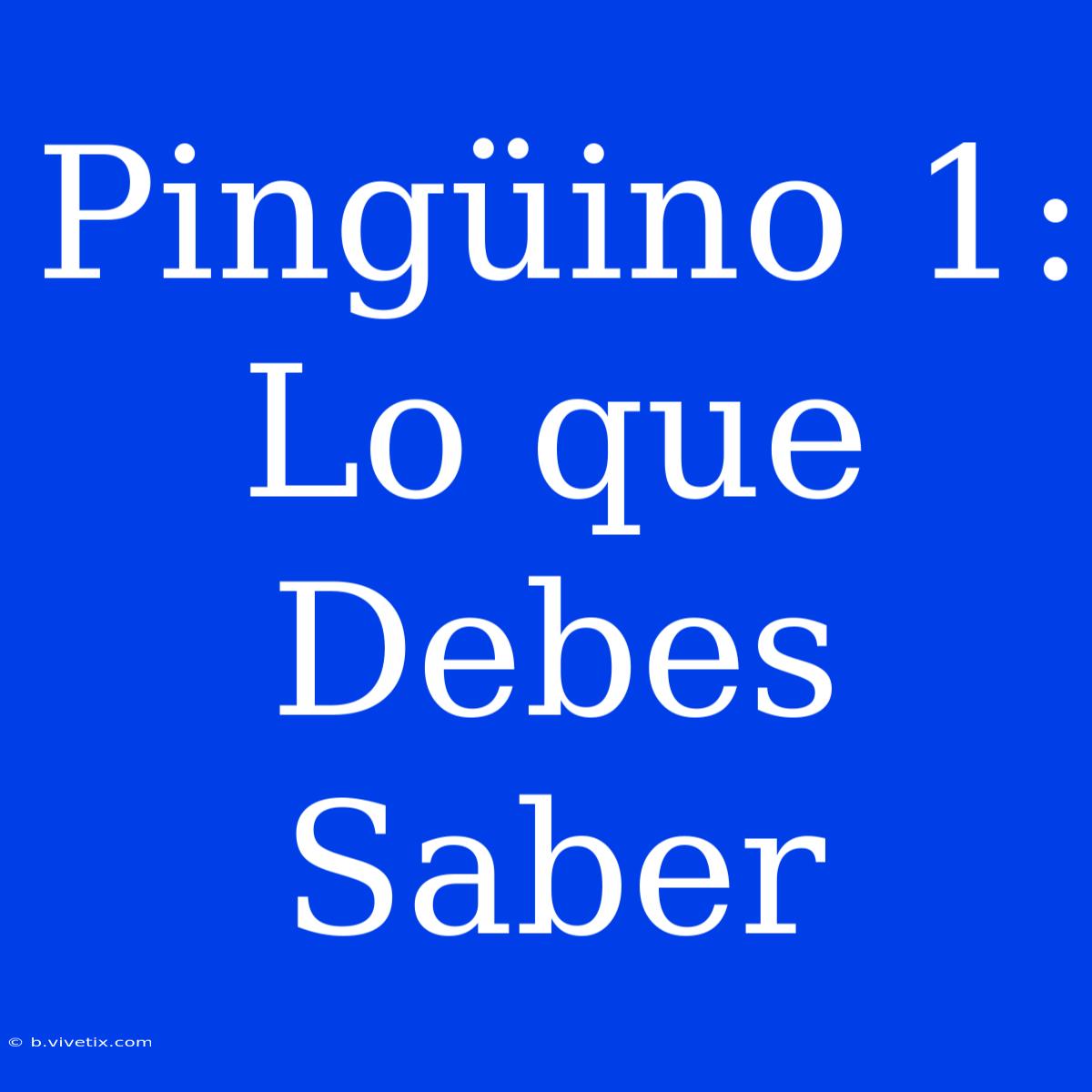 Pingüino 1: Lo Que Debes Saber