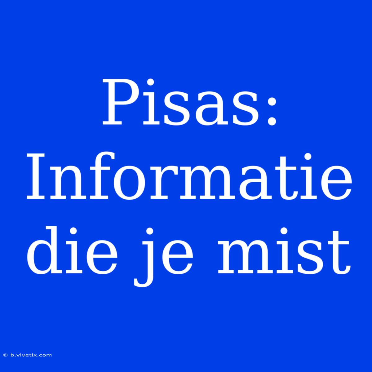 Pisas: Informatie Die Je Mist