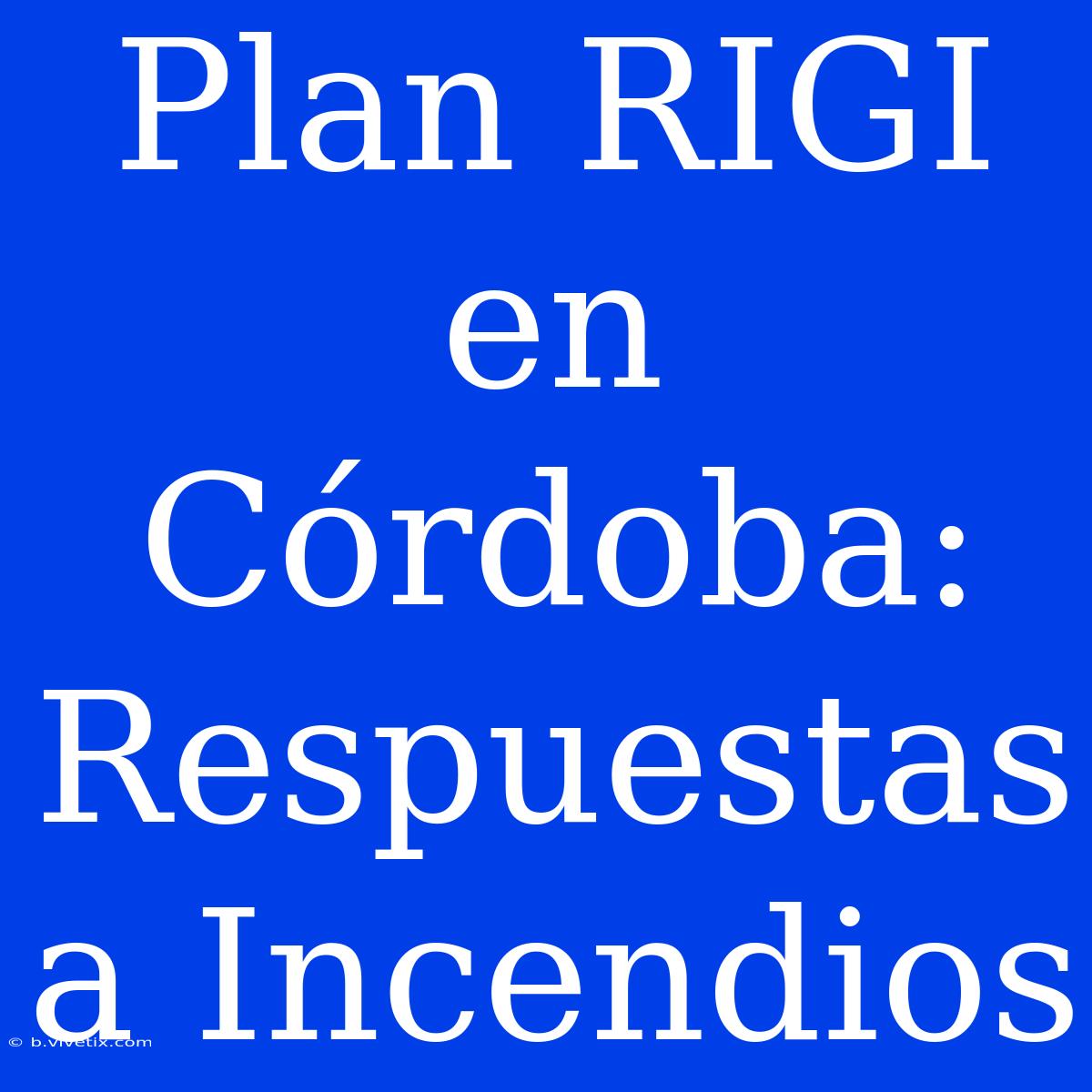 Plan RIGI En Córdoba: Respuestas A Incendios