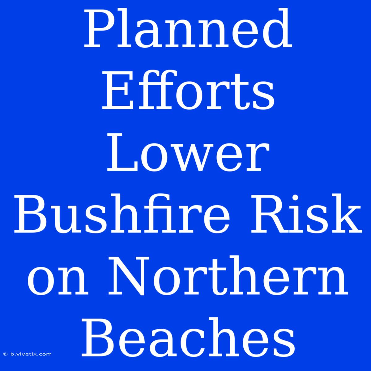 Planned Efforts Lower Bushfire Risk On Northern Beaches