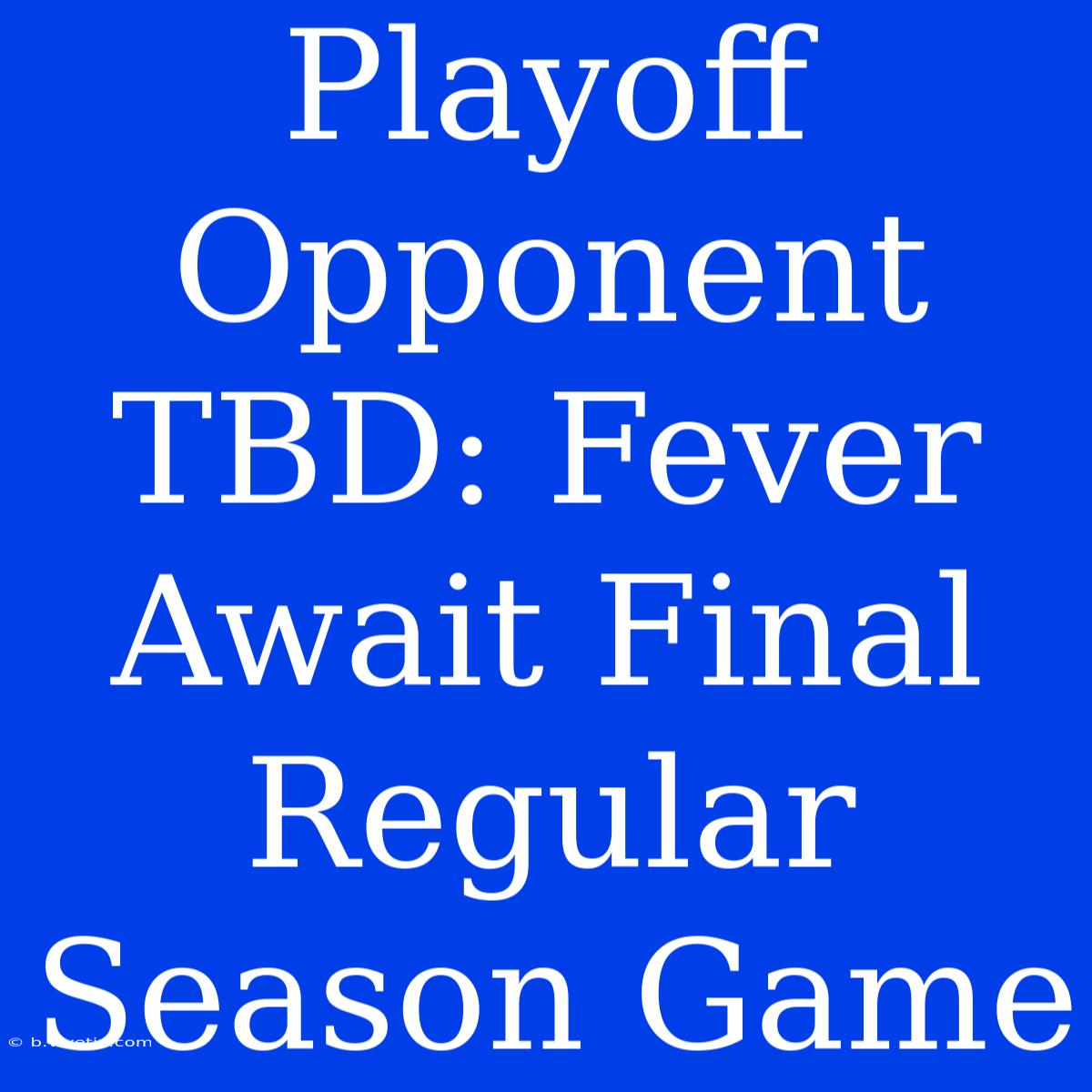 Playoff Opponent TBD: Fever Await Final Regular Season Game