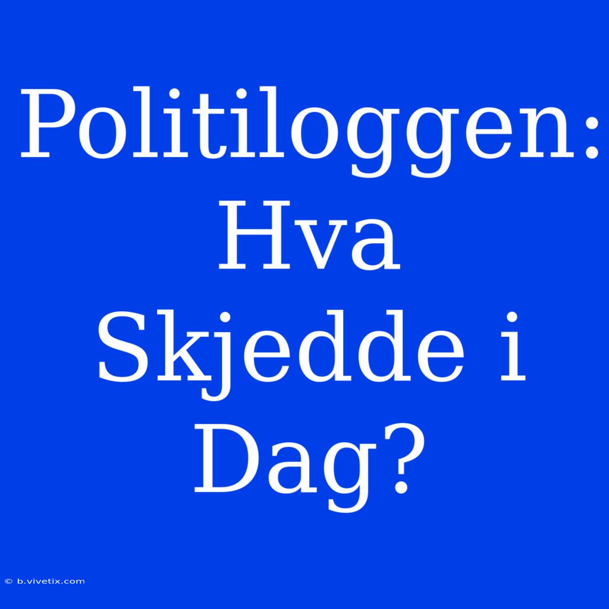 Politiloggen: Hva Skjedde I Dag?