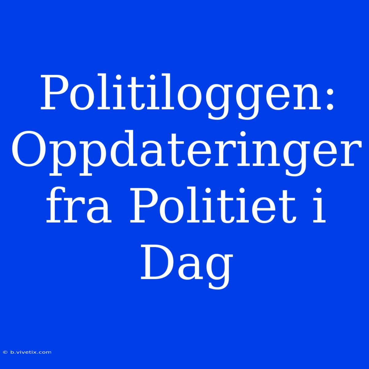 Politiloggen: Oppdateringer Fra Politiet I Dag