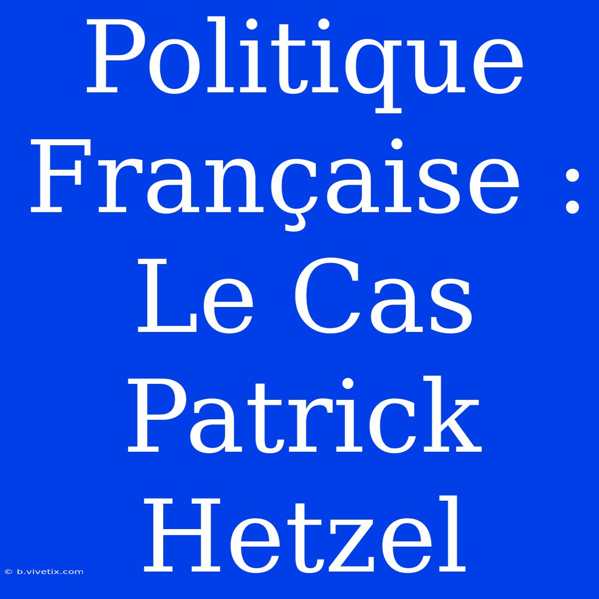 Politique Française : Le Cas Patrick Hetzel