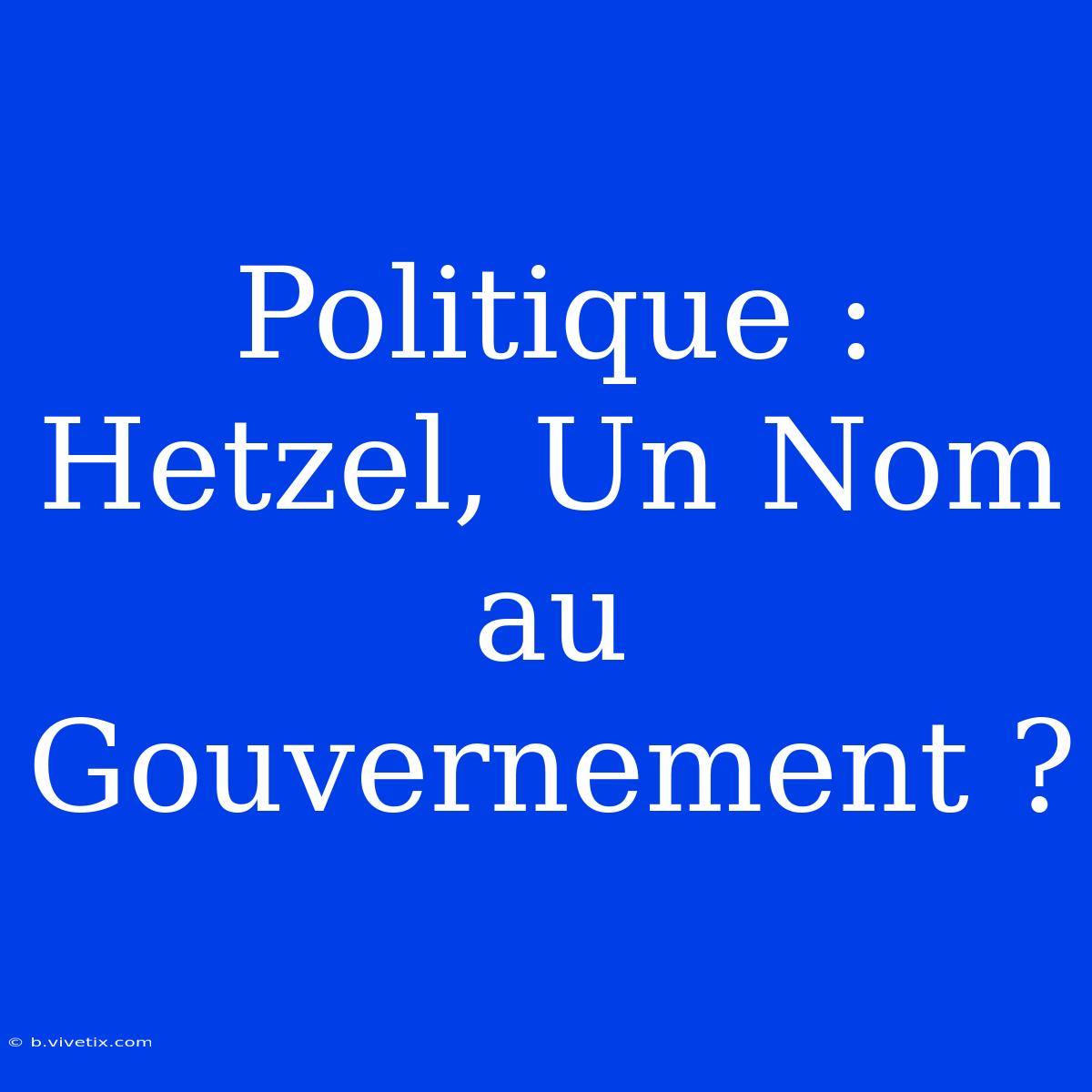 Politique : Hetzel, Un Nom Au Gouvernement ?