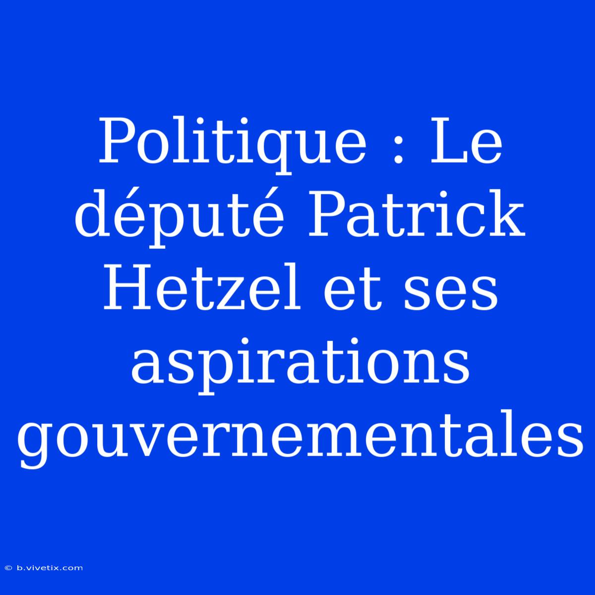 Politique : Le Député Patrick Hetzel Et Ses Aspirations Gouvernementales