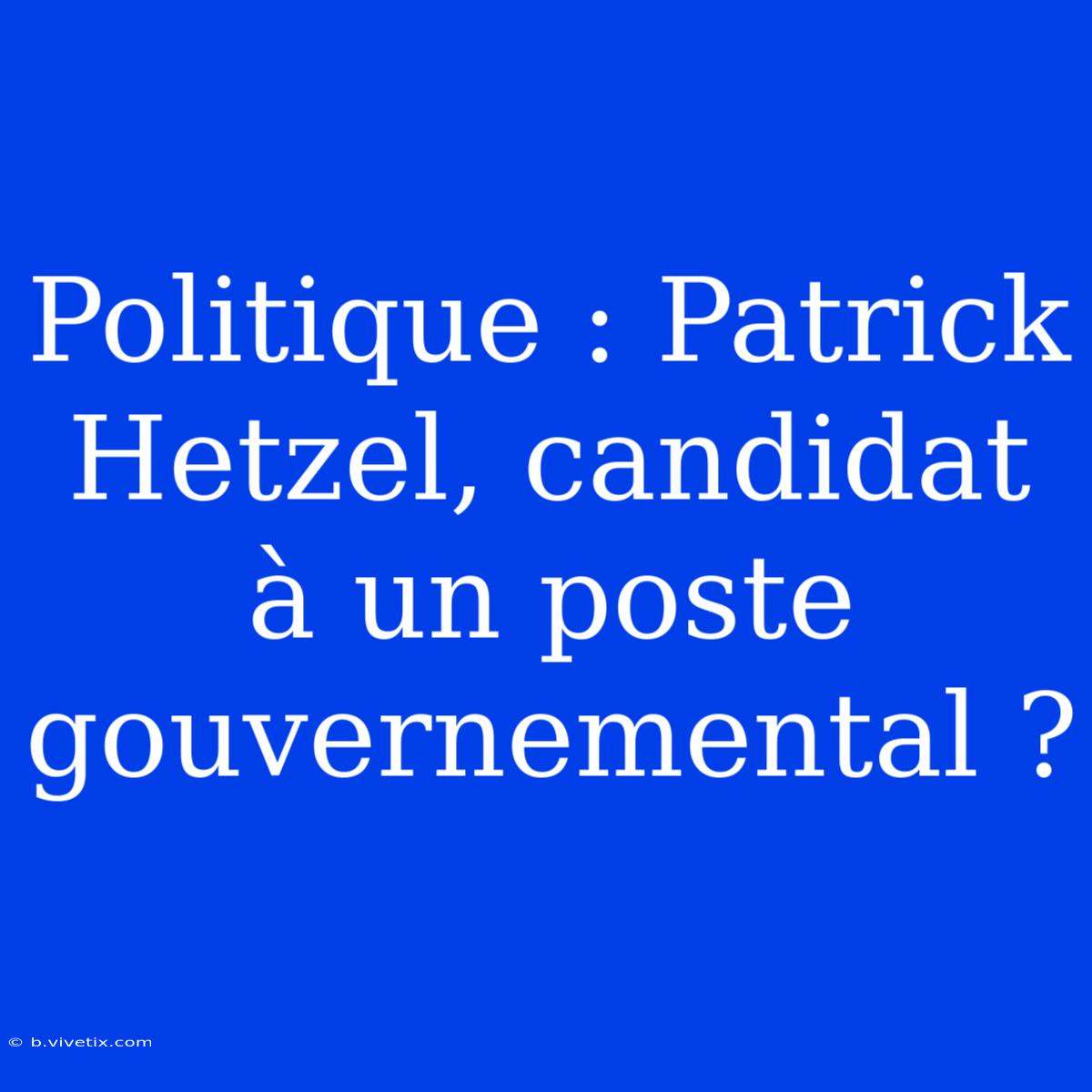 Politique : Patrick Hetzel, Candidat À Un Poste Gouvernemental ?