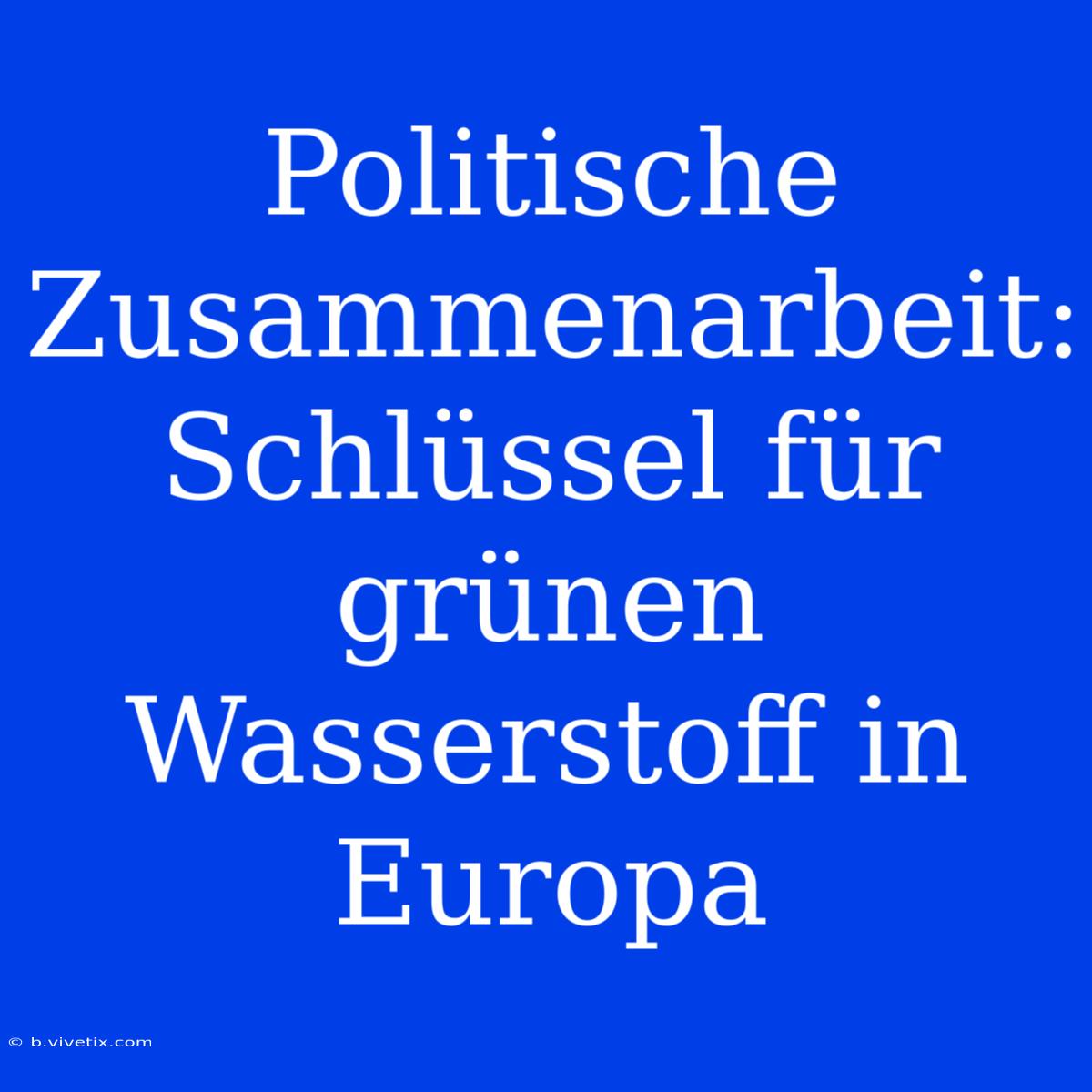 Politische Zusammenarbeit: Schlüssel Für Grünen Wasserstoff In Europa