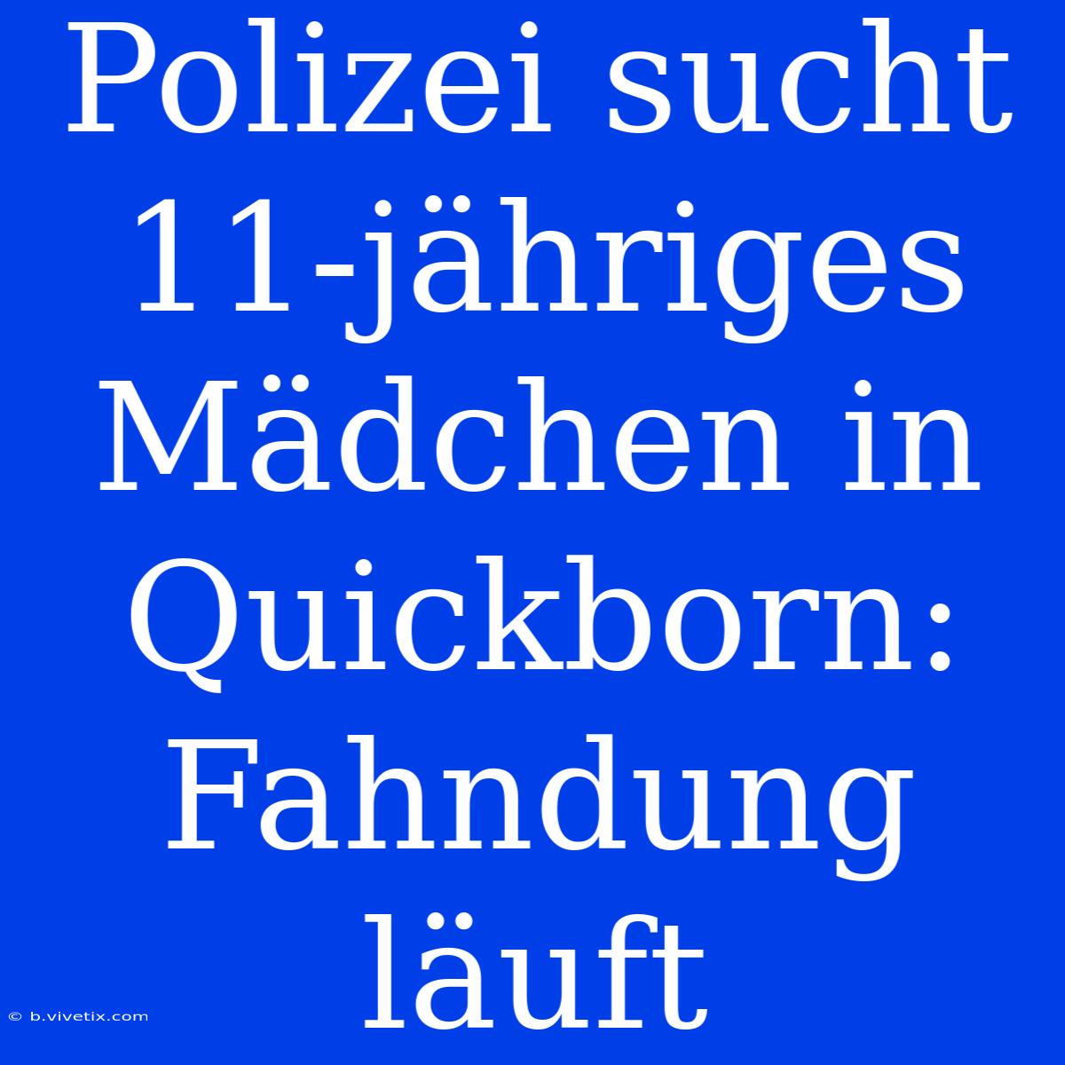 Polizei Sucht 11-jähriges Mädchen In Quickborn: Fahndung Läuft 