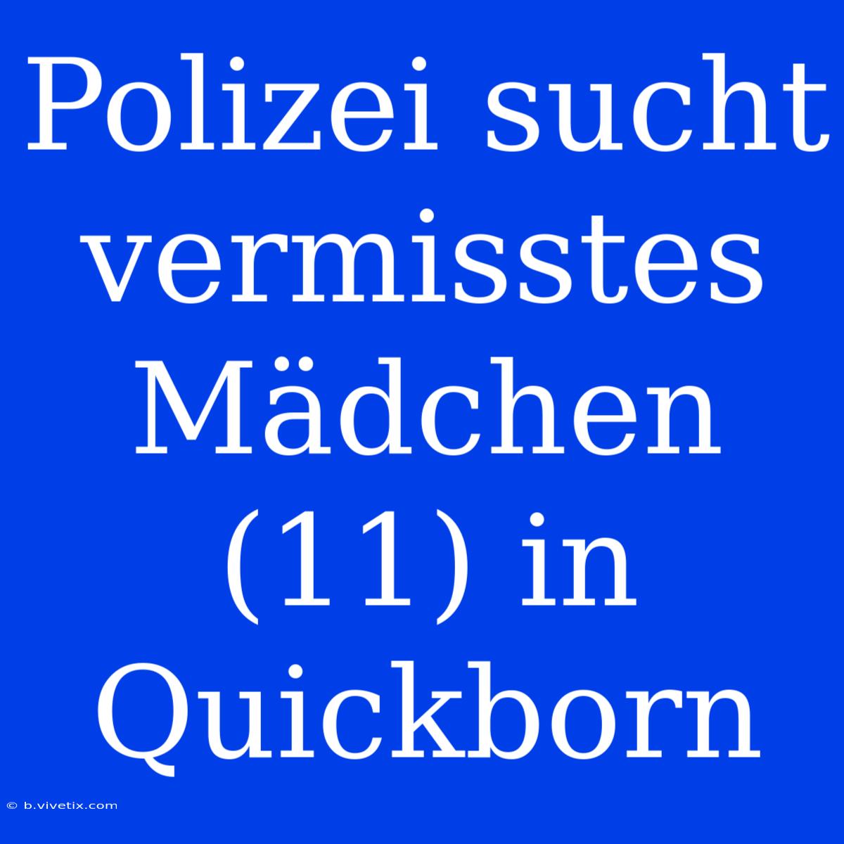 Polizei Sucht Vermisstes Mädchen (11) In Quickborn