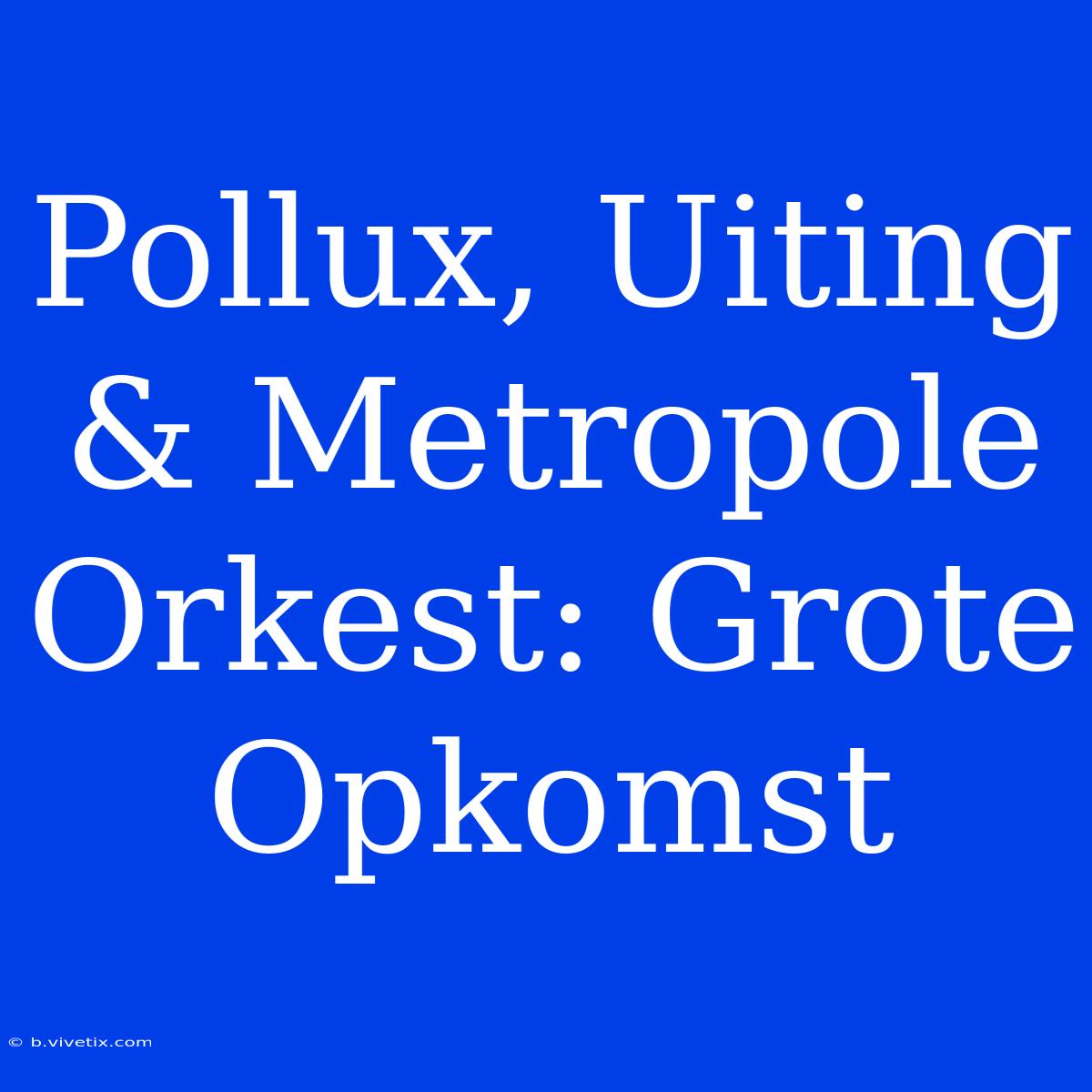 Pollux, Uiting & Metropole Orkest: Grote Opkomst