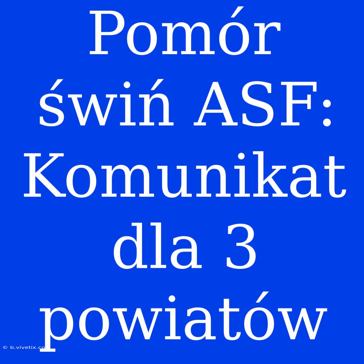 Pomór Świń ASF: Komunikat Dla 3 Powiatów