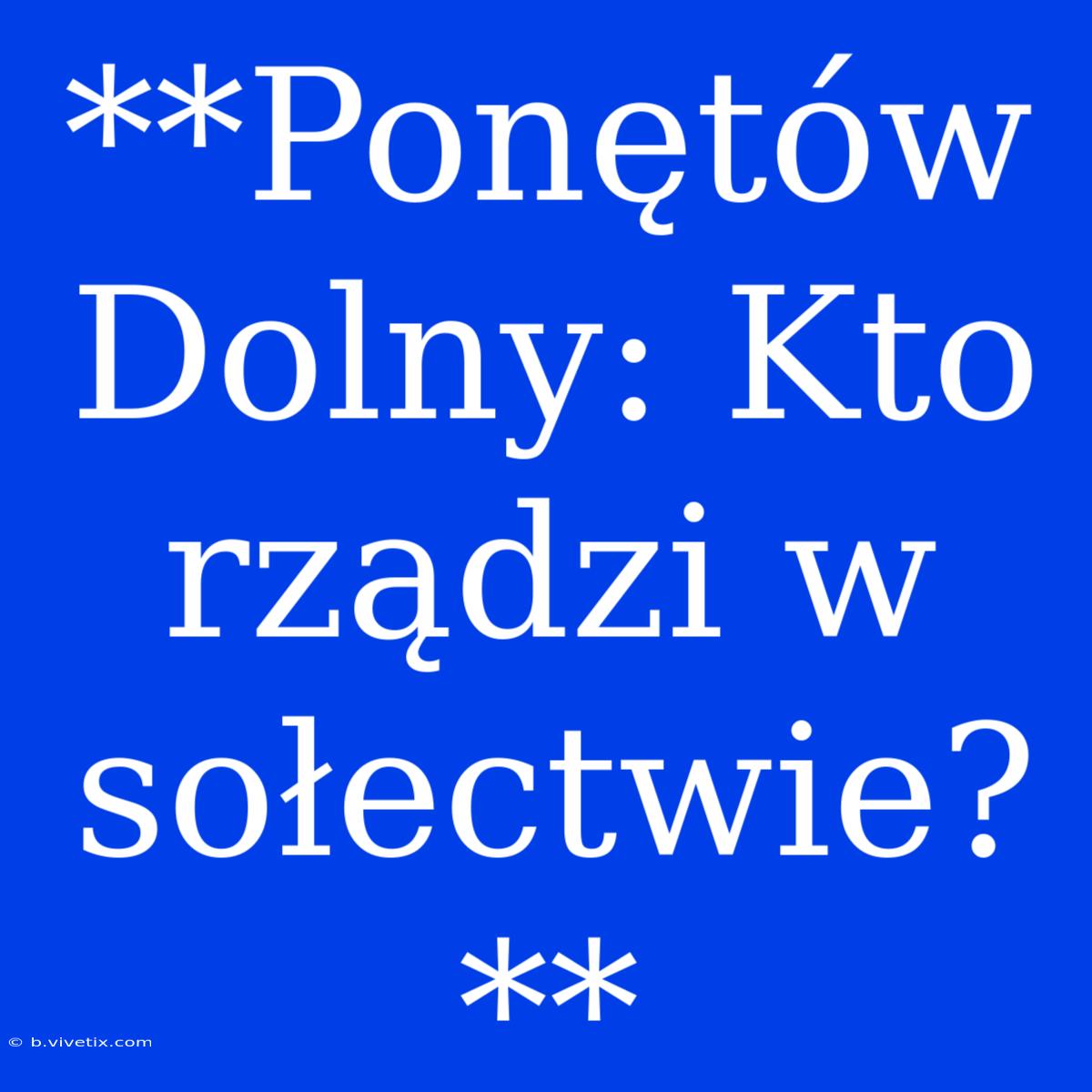 **Ponętów Dolny: Kto Rządzi W Sołectwie?**