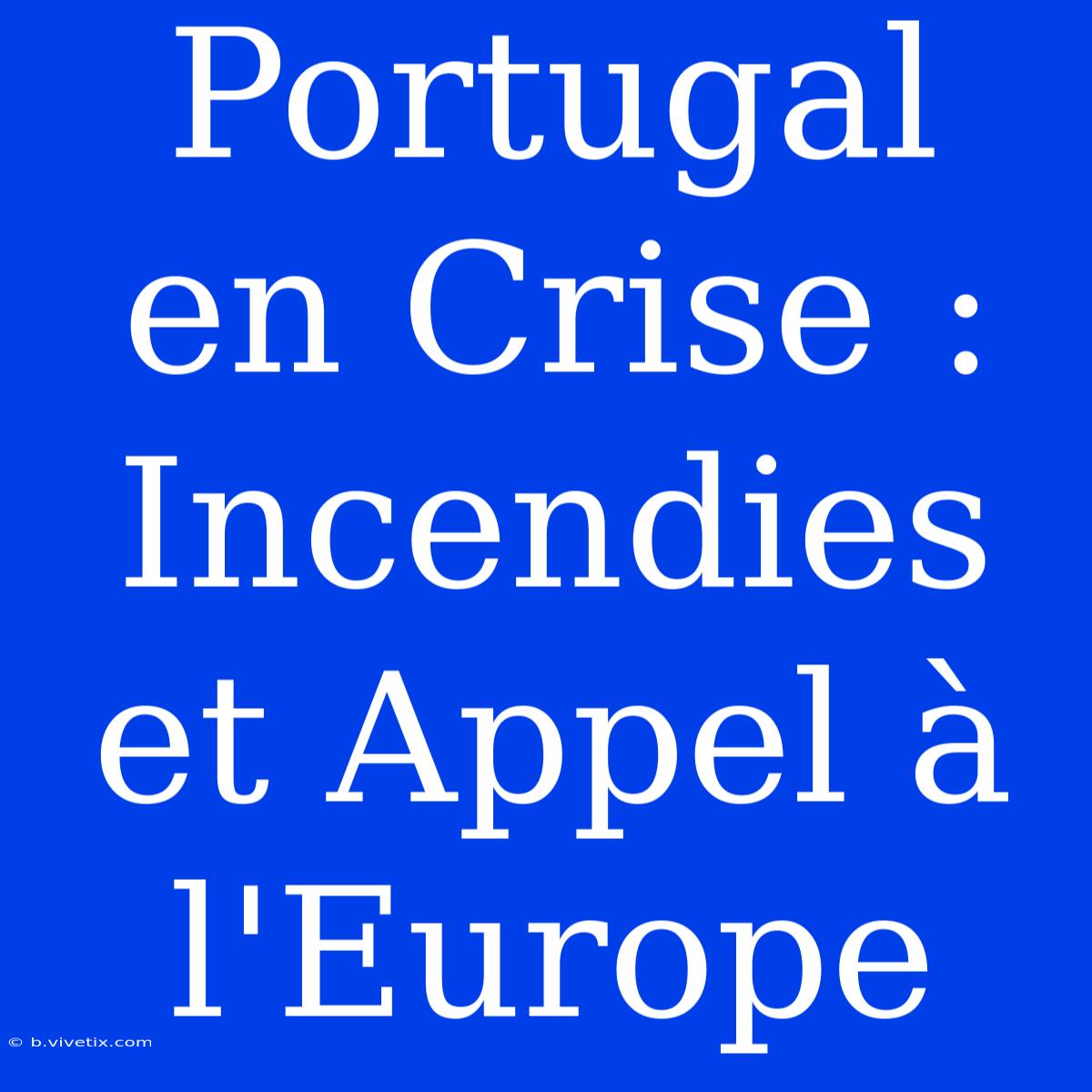 Portugal En Crise : Incendies Et Appel À L'Europe