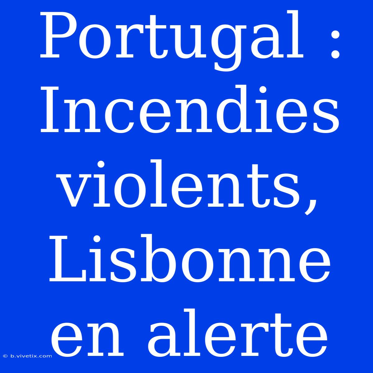 Portugal : Incendies Violents, Lisbonne En Alerte