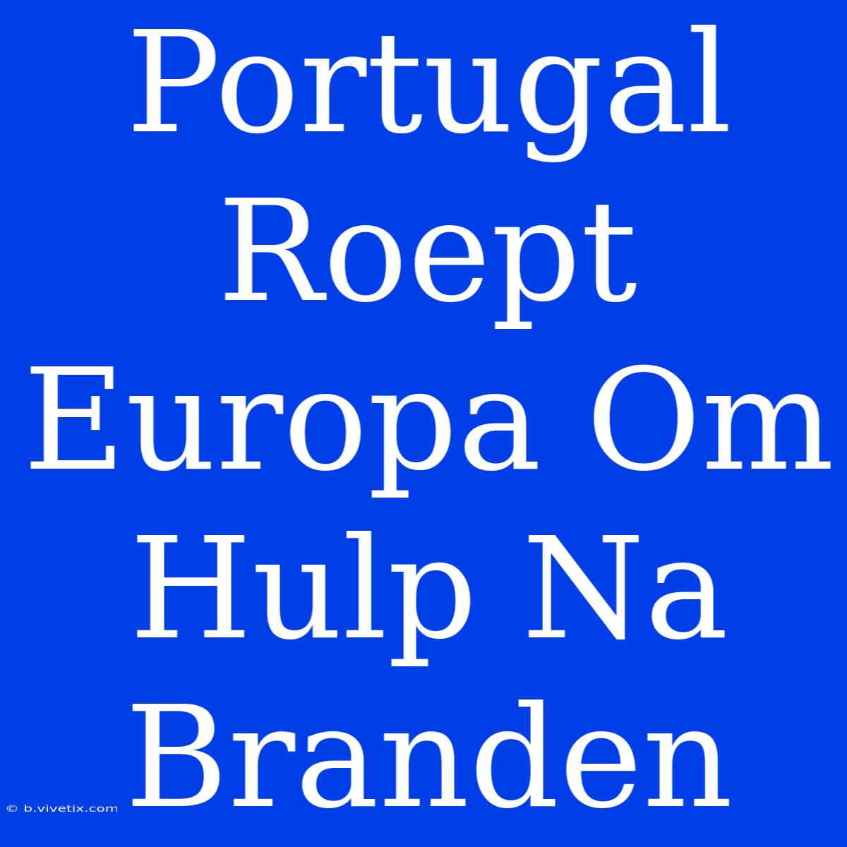 Portugal Roept Europa Om Hulp Na Branden