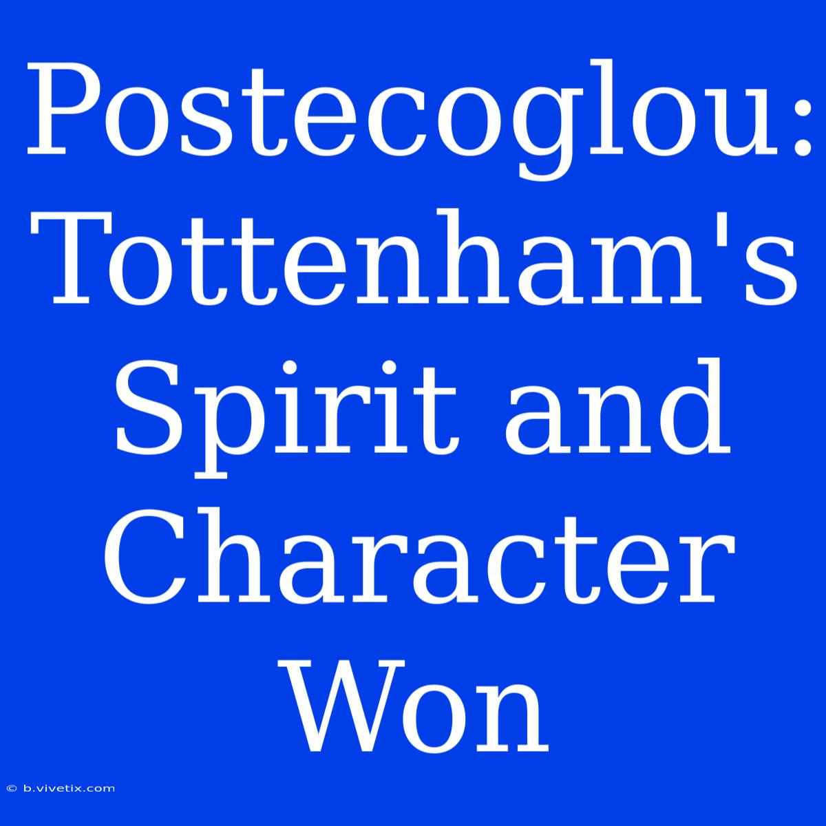 Postecoglou: Tottenham's Spirit And Character Won