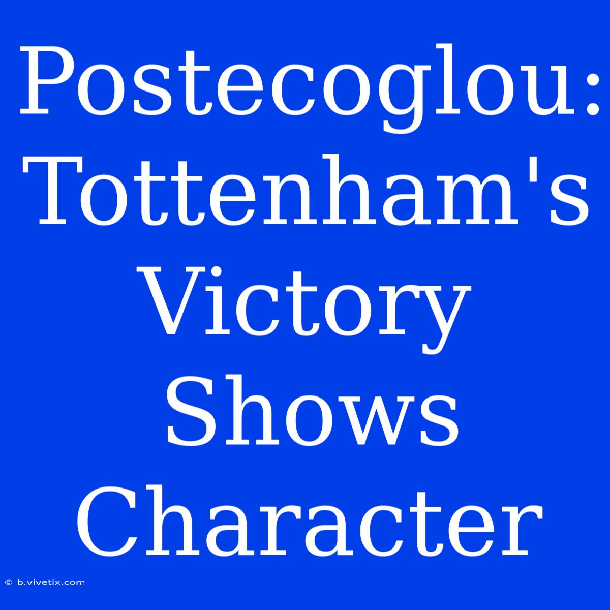 Postecoglou: Tottenham's Victory Shows Character