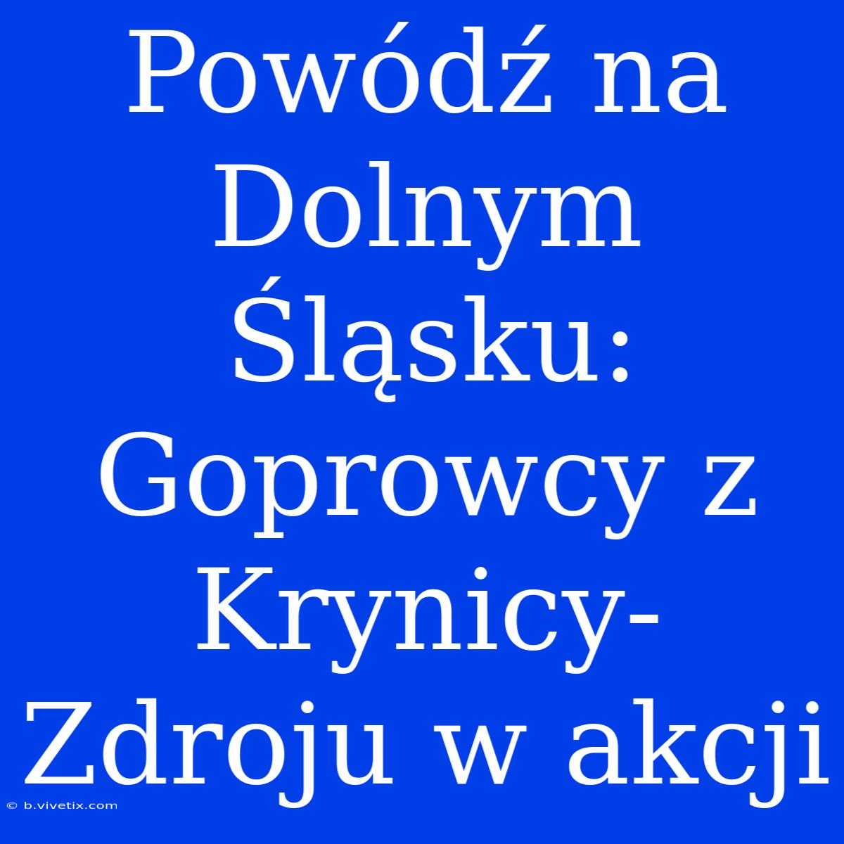 Powódź Na Dolnym Śląsku: Goprowcy Z Krynicy-Zdroju W Akcji