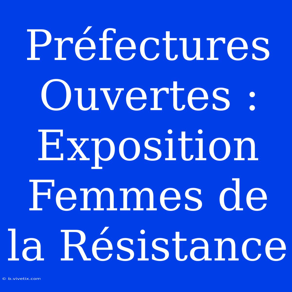 Préfectures Ouvertes : Exposition Femmes De La Résistance