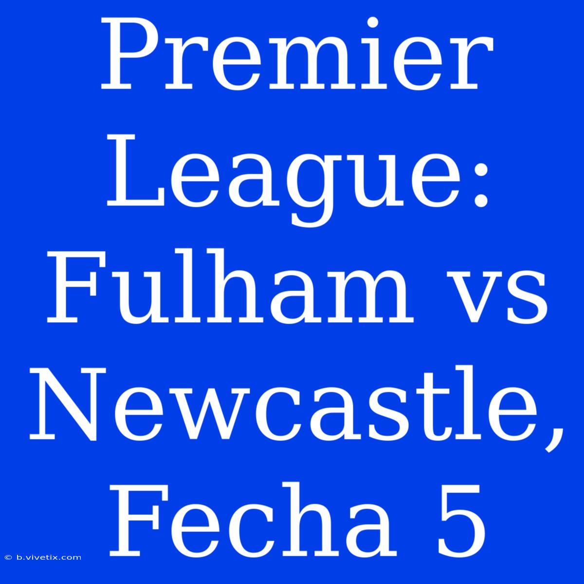 Premier League: Fulham Vs Newcastle, Fecha 5