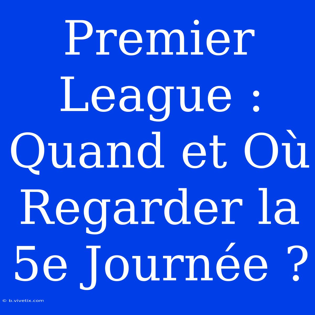 Premier League : Quand Et Où Regarder La 5e Journée ? 