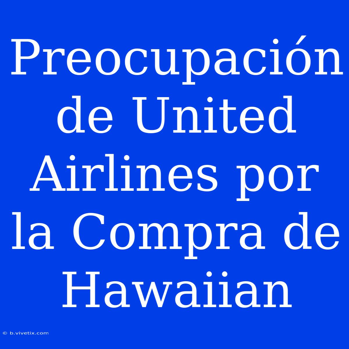 Preocupación De United Airlines Por La Compra De Hawaiian