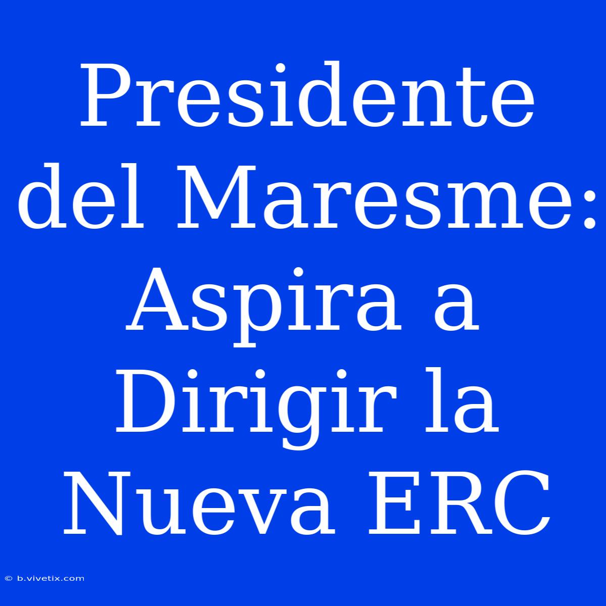 Presidente Del Maresme: Aspira A Dirigir La Nueva ERC 