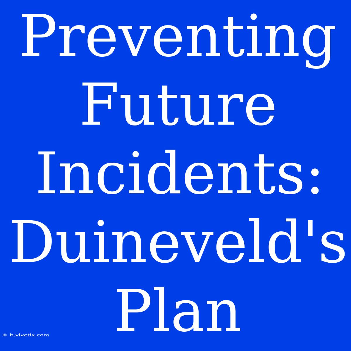 Preventing Future Incidents: Duineveld's Plan