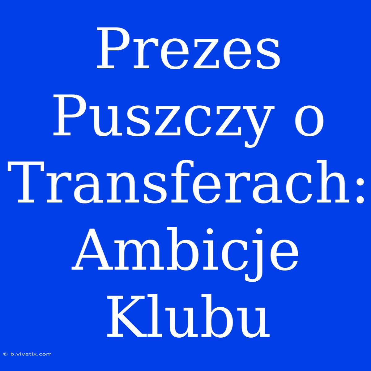 Prezes Puszczy O Transferach: Ambicje Klubu