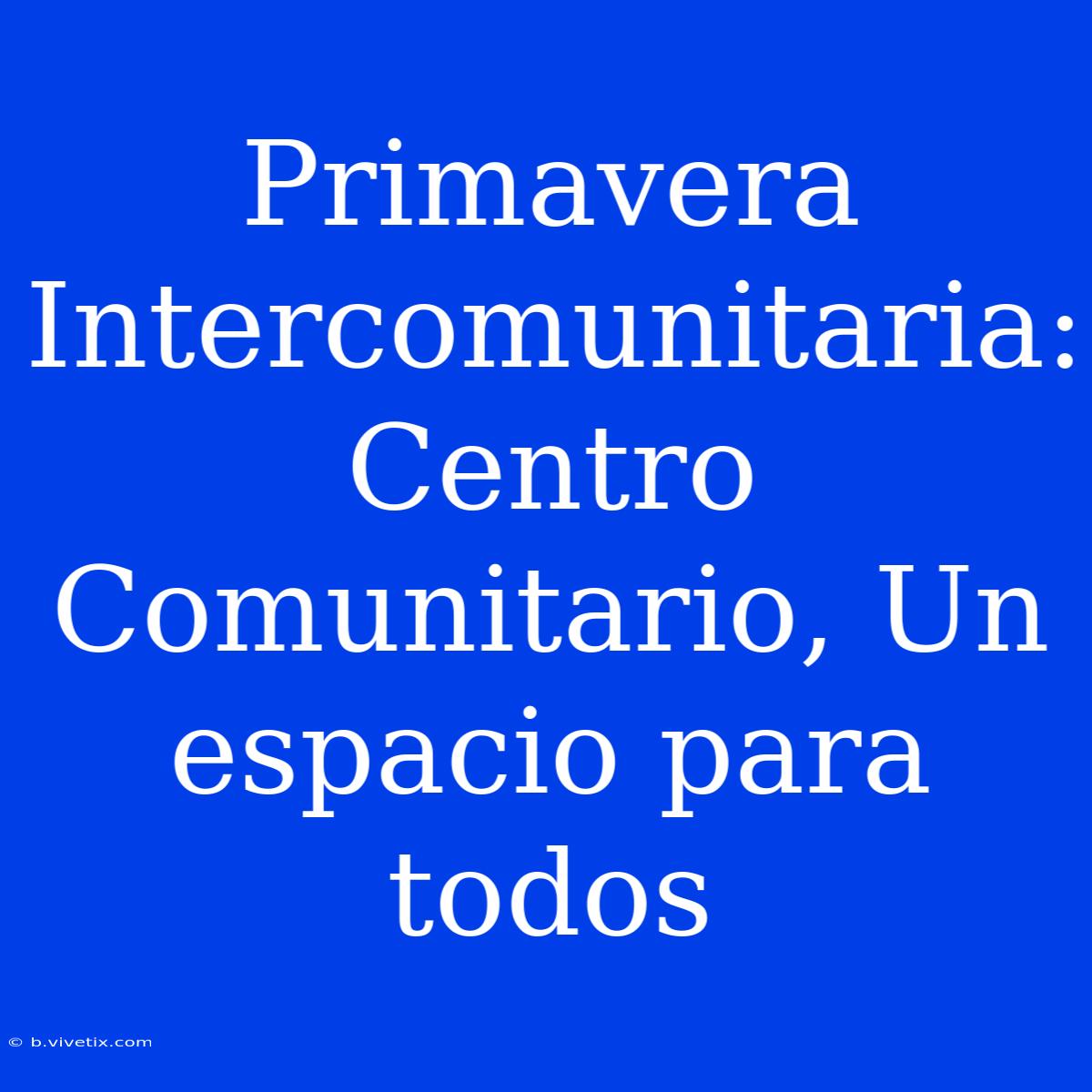 Primavera Intercomunitaria: Centro Comunitario, Un Espacio Para Todos