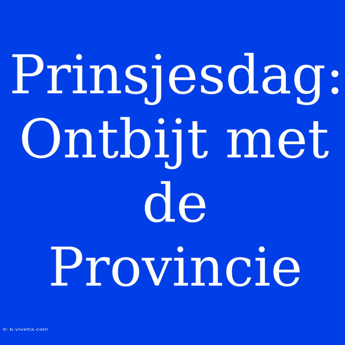 Prinsjesdag: Ontbijt Met De Provincie 