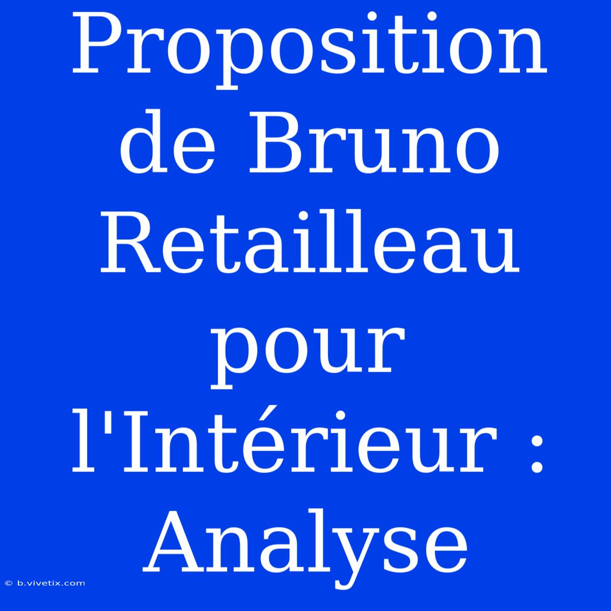 Proposition De Bruno Retailleau Pour L'Intérieur : Analyse