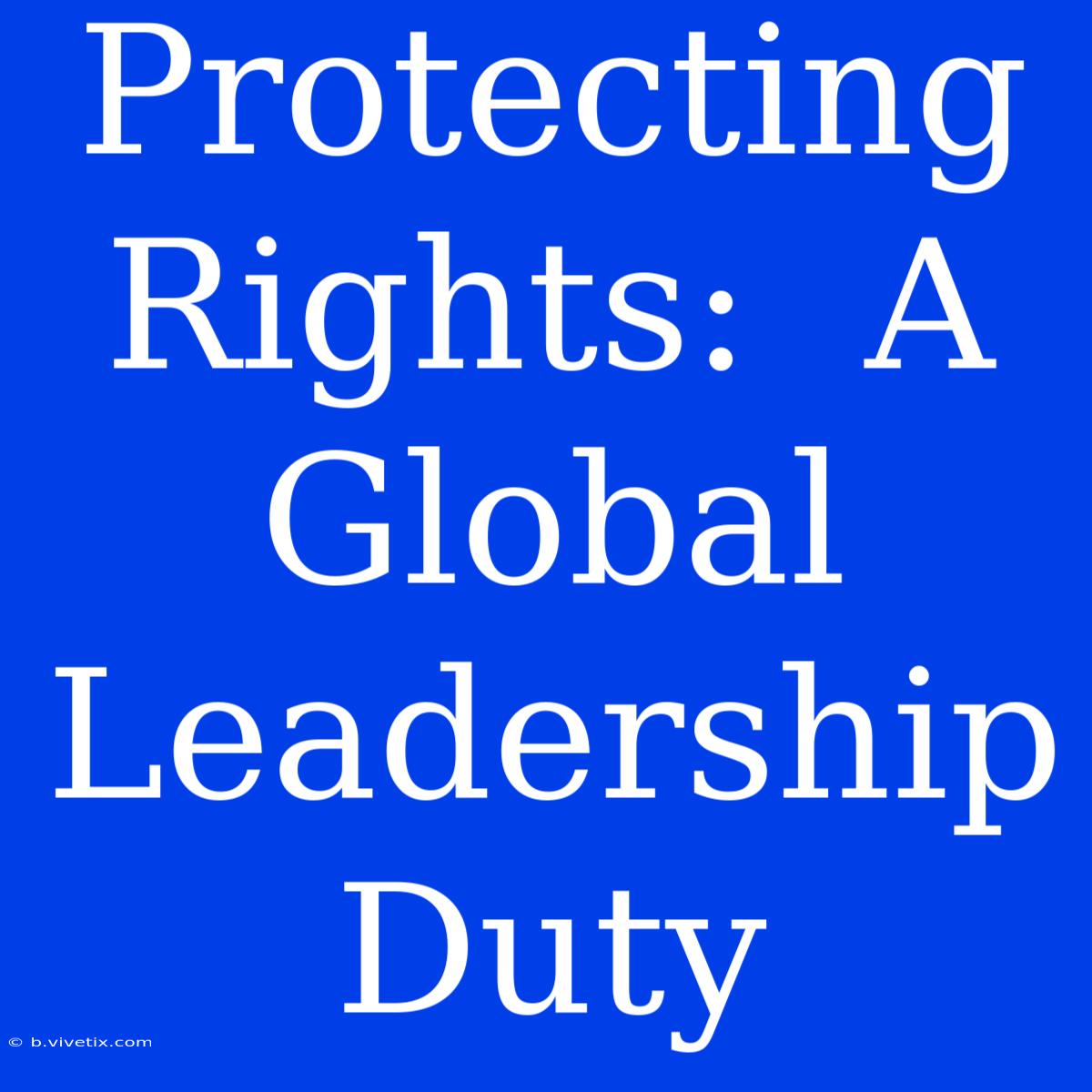 Protecting Rights:  A Global Leadership Duty