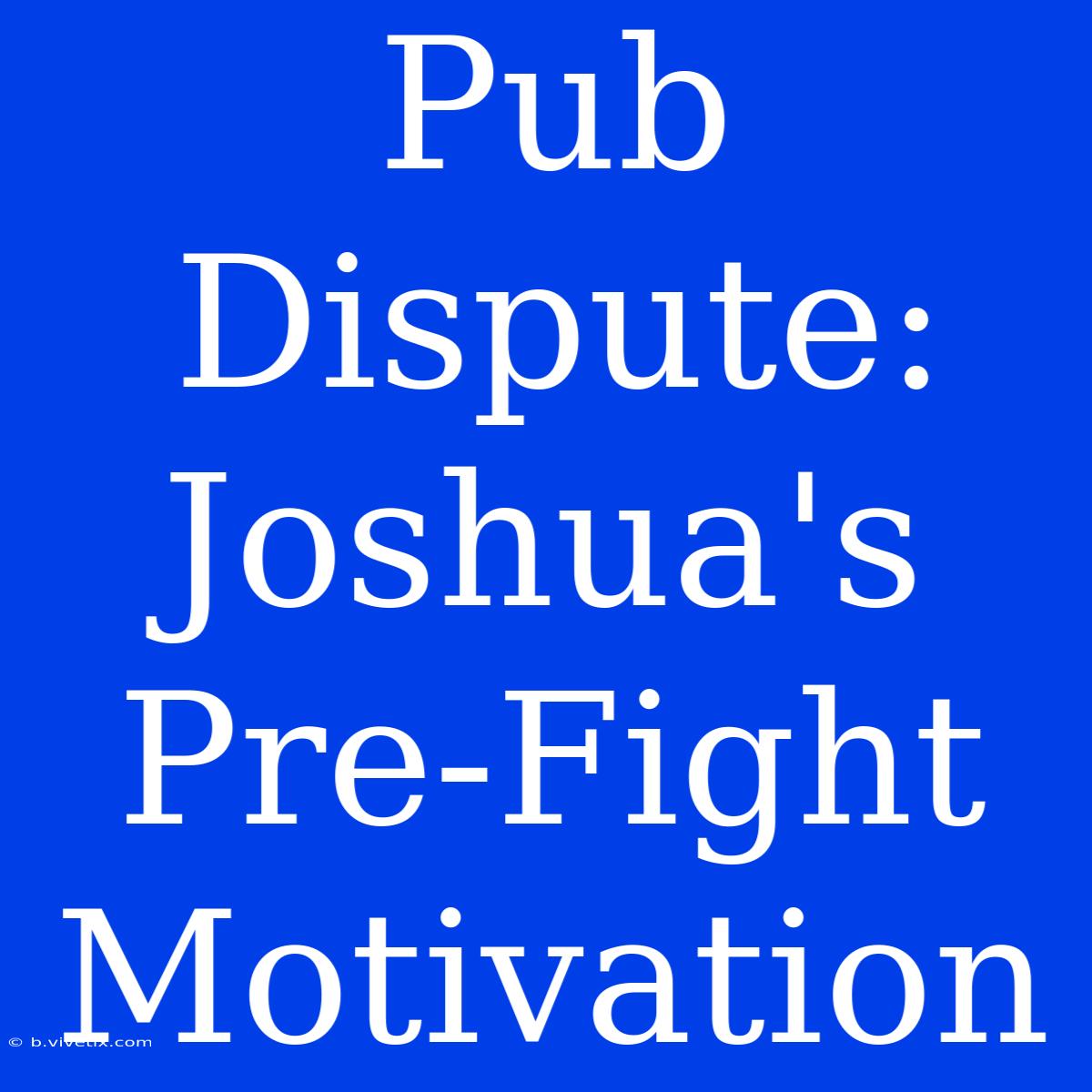 Pub Dispute: Joshua's Pre-Fight Motivation