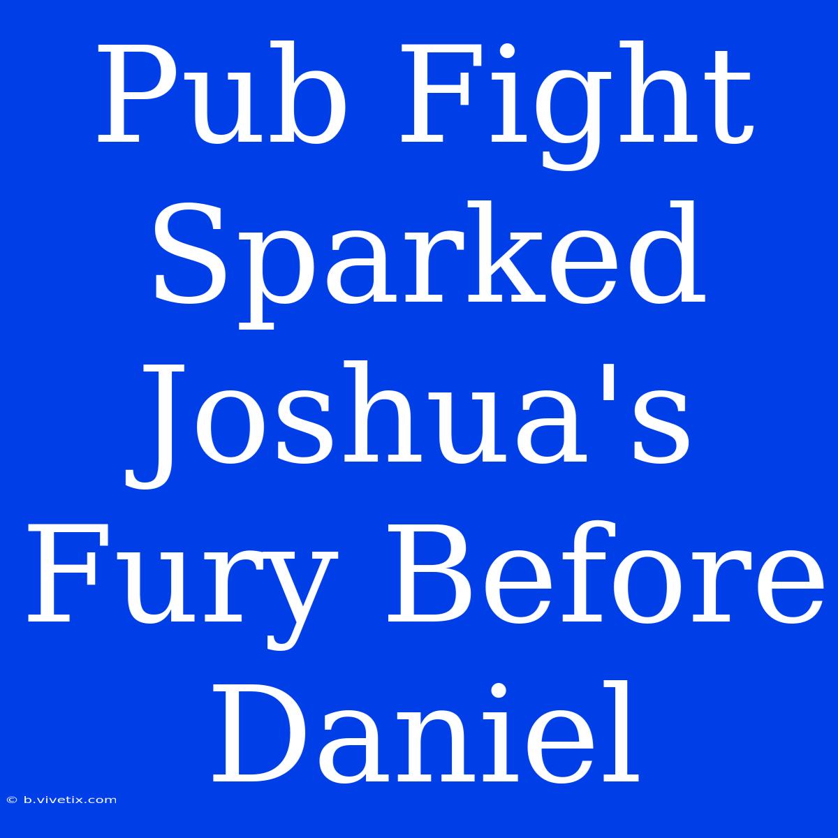 Pub Fight Sparked Joshua's Fury Before Daniel