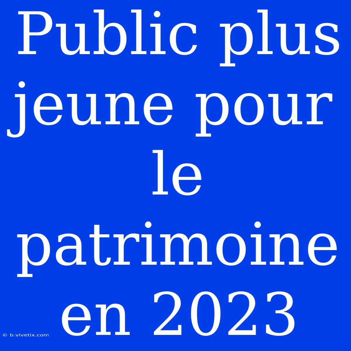 Public Plus Jeune Pour Le Patrimoine En 2023