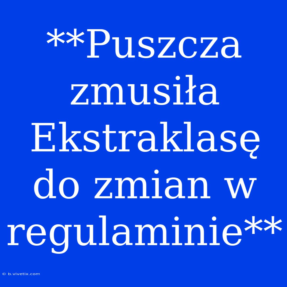 **Puszcza Zmusiła Ekstraklasę Do Zmian W Regulaminie**